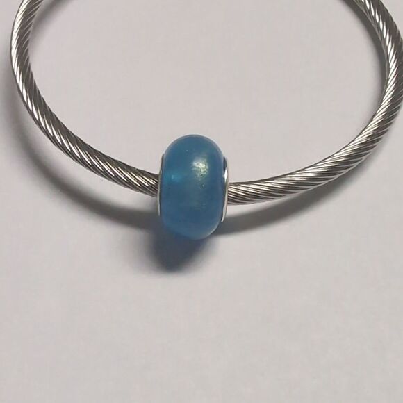 Blue Glittery Charm for Pandora Style Bracelet - Picture 2 of 4